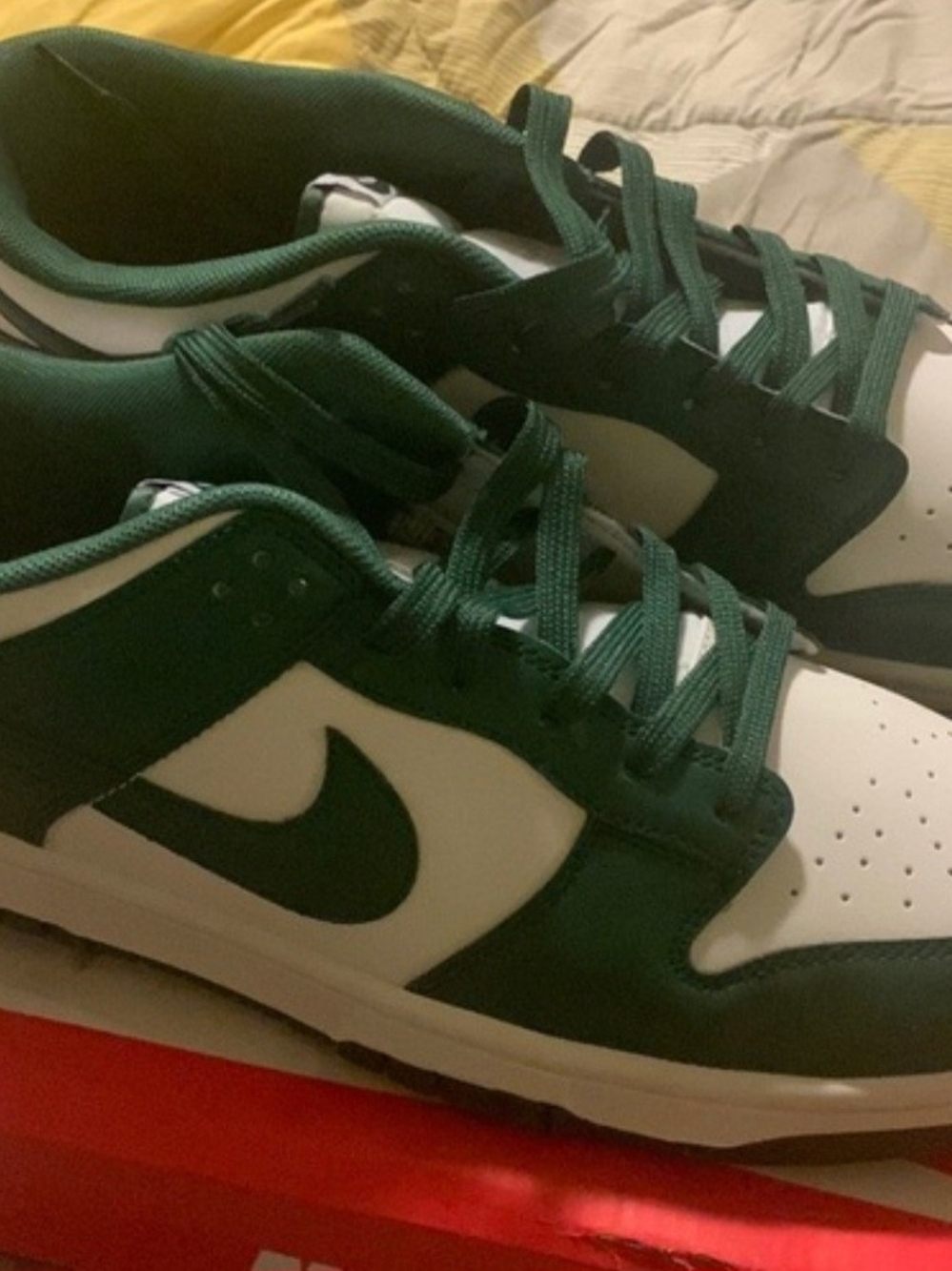 Brand New Size 13 Mens Nike Dunk Low Green & White Sneakers